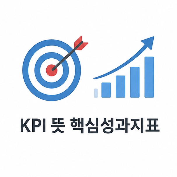 목표 과녁과 상승 그래프로 KPI가 핵심성과지표라는 뜻을 표현한 이미지