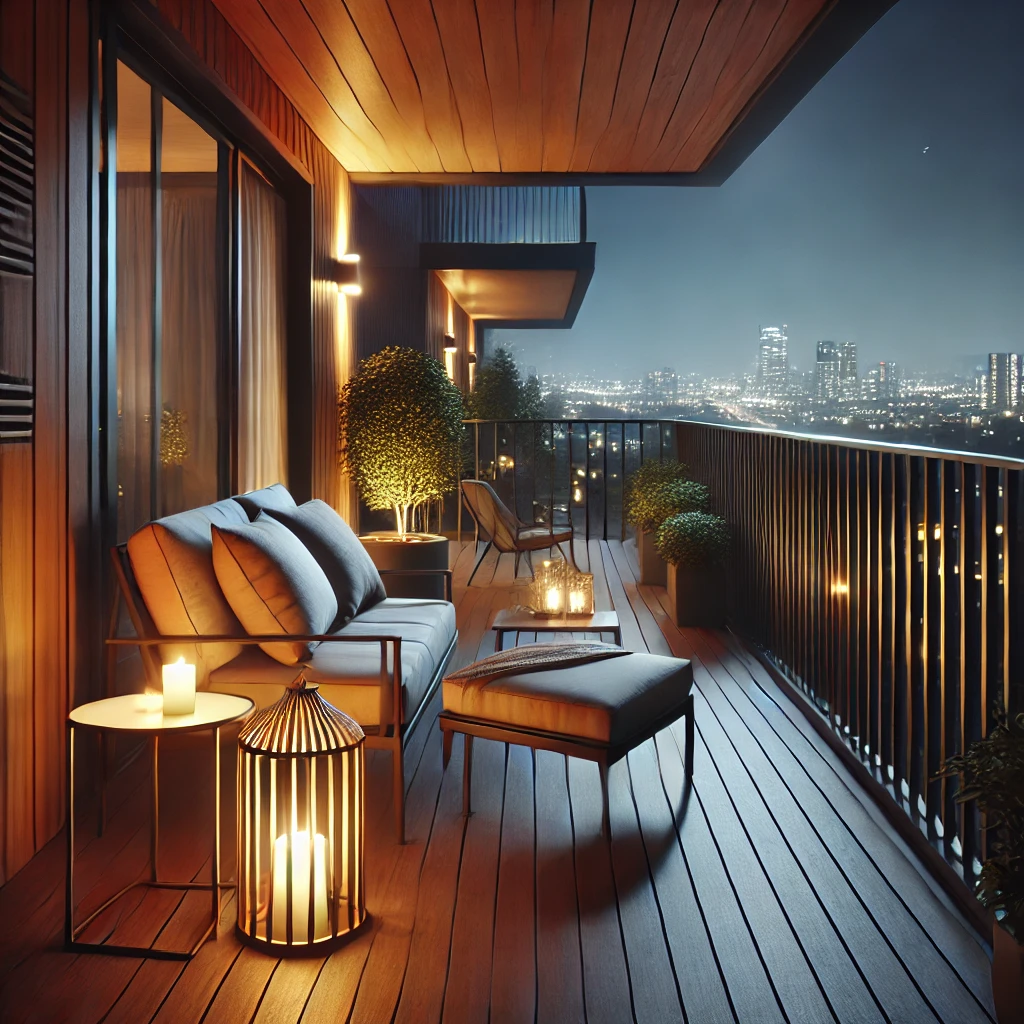 야간 베란다 인테리어