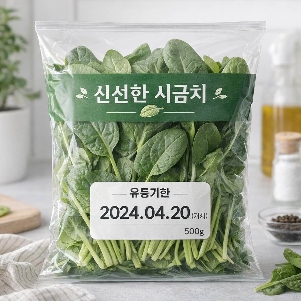 유통기한 표기된 시금치