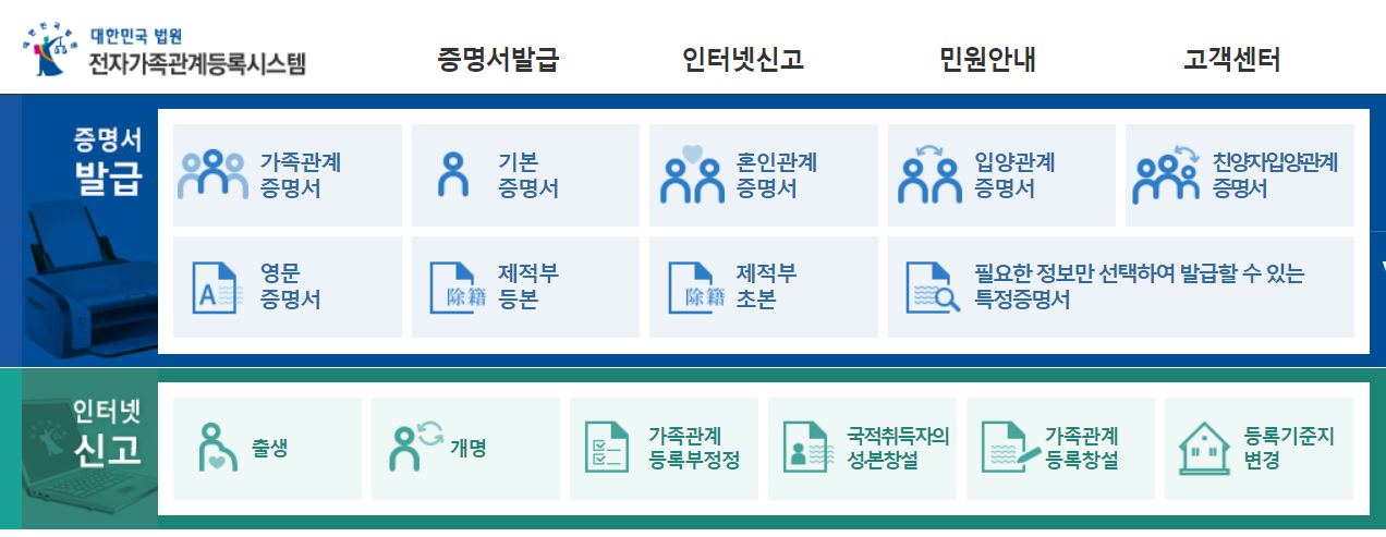 가족관계증명서 로그인