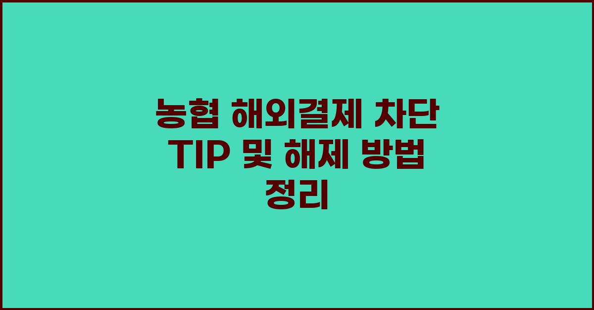 농협 해외결제 차단 TIP