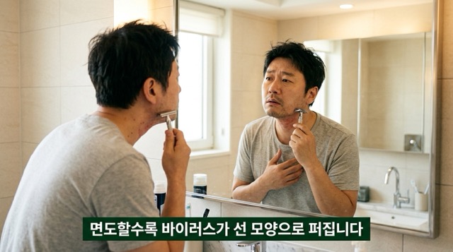 평편사마귀 긁거나 면도할 때 바이러스 자가 접종 번지는 이유 설명"