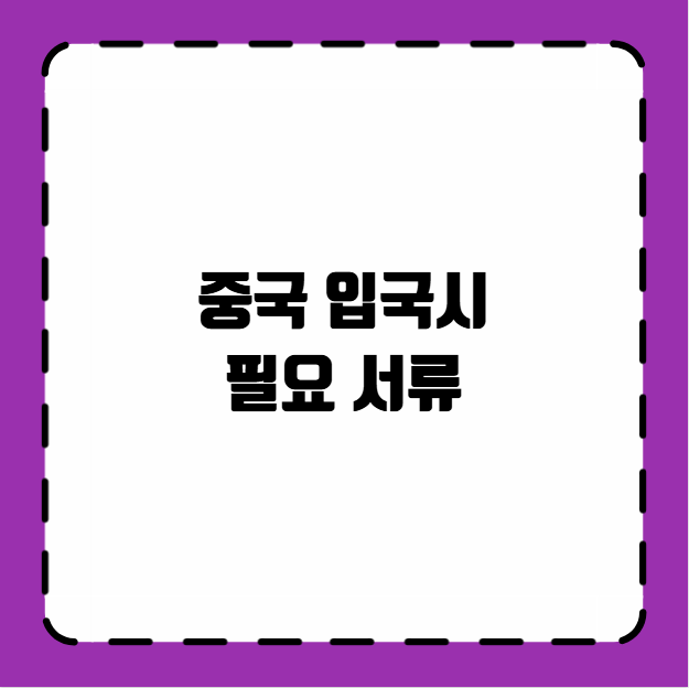 중국 입국시 필요 서류
