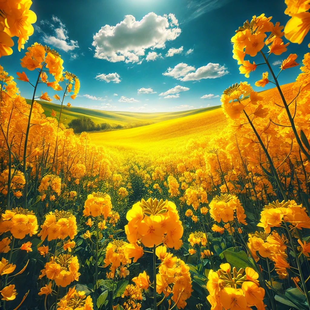 유채꽃이 만발한 사진