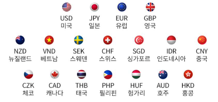 트래블로그 외화 충전 가능 통화 국가