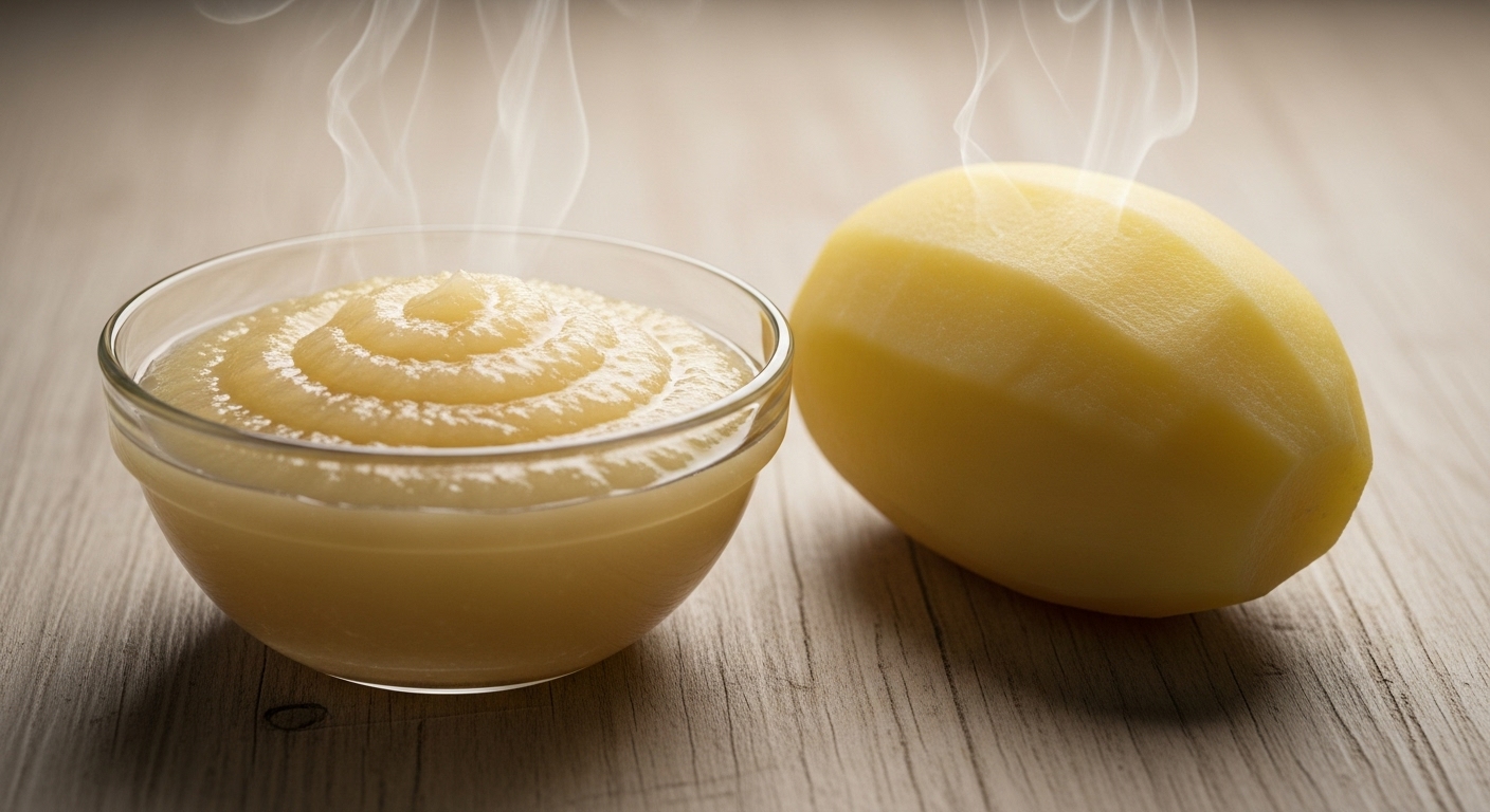 소화를 돕는 사과 소스와 삶은 감자.