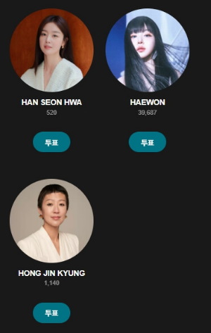 백상예술대상 인기상 여자 후보