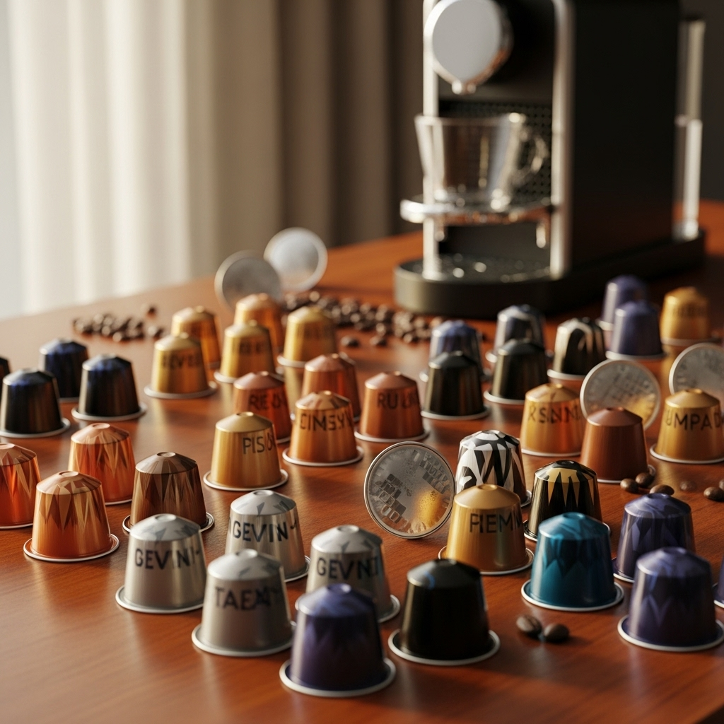 캡슐커피들이 놓여있는 장면