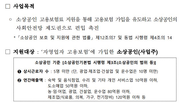 소상공인 고용보험 지원