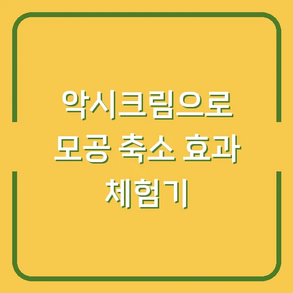악시크림으로 모공 축소 효과 체험기