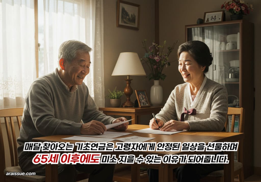 매달 찾아오는 기초연금은 고령자에게 안정된 일상을 선물합니다. 65세 이후에도 미소 지을 수 있는 이유가 되어줍니다.