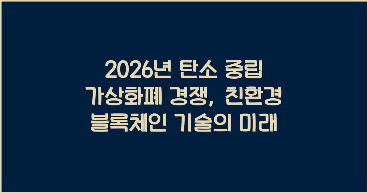 2026년, 탄소 중립 가상화폐: 친환경 블록체인 기술 개발 경쟁