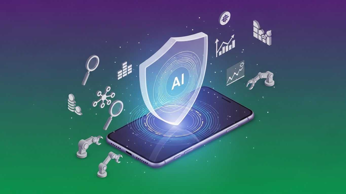 민감한 개인 정보를 외부 유출 없이 기기 내부에서 안전하게 처리하는 온디바이스 AI 보안 시스템 그래픽