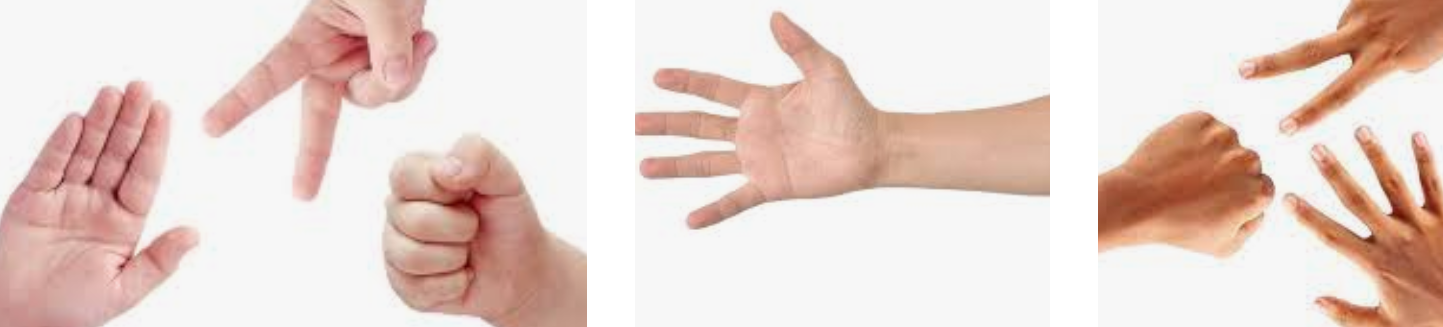 가위바위보 하는 3장의 사진들