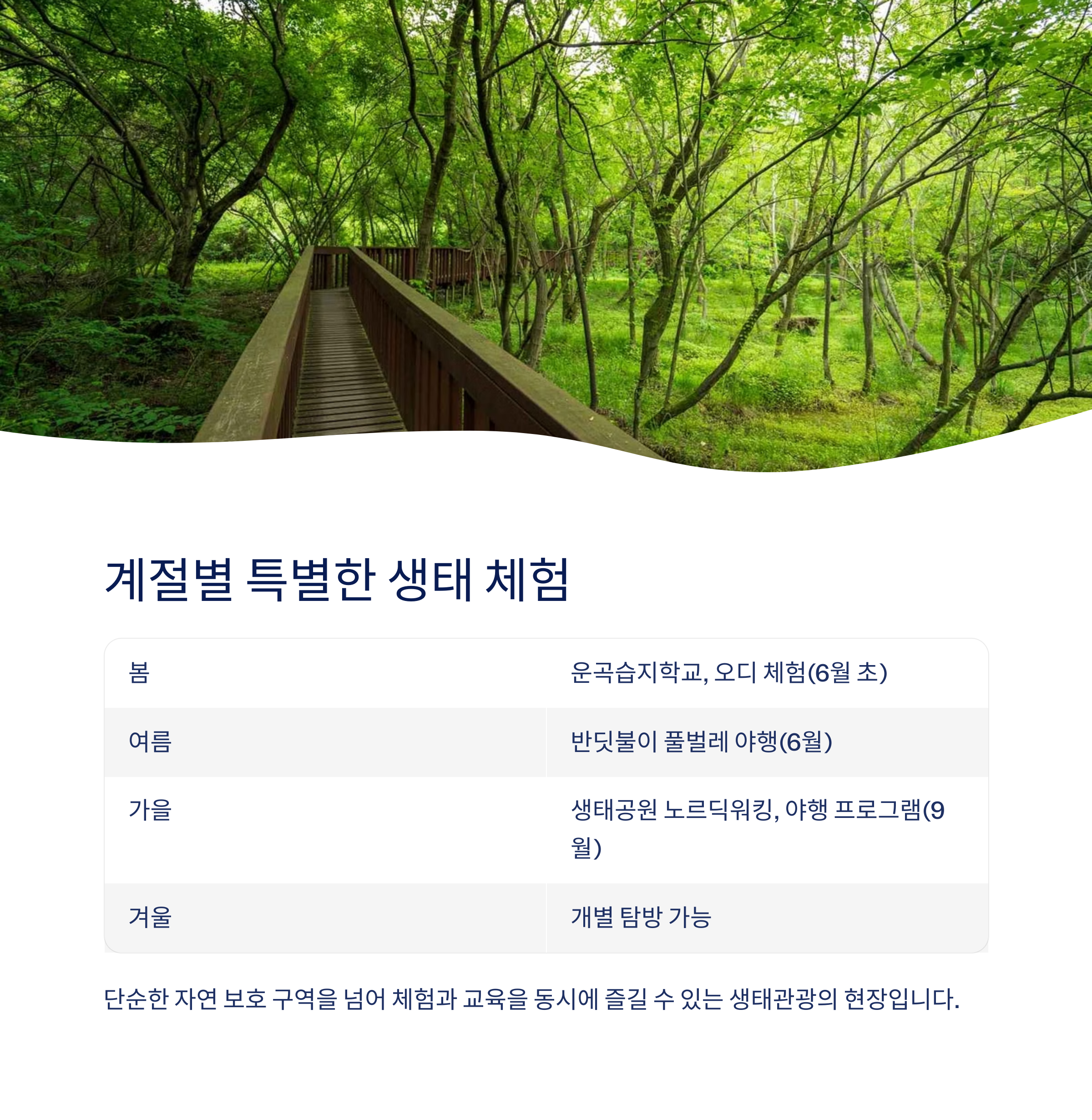 계절별 특별한 생태 체험
