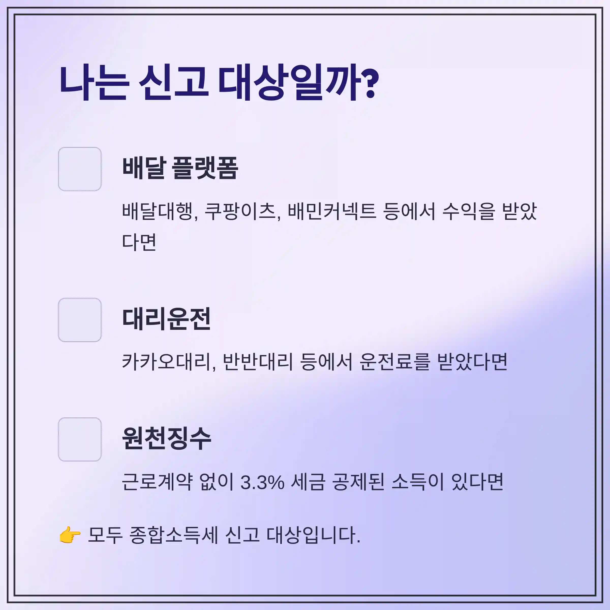 대리운전기사·배달기사, 종합소득세 신고 꼭 해야 하나요?