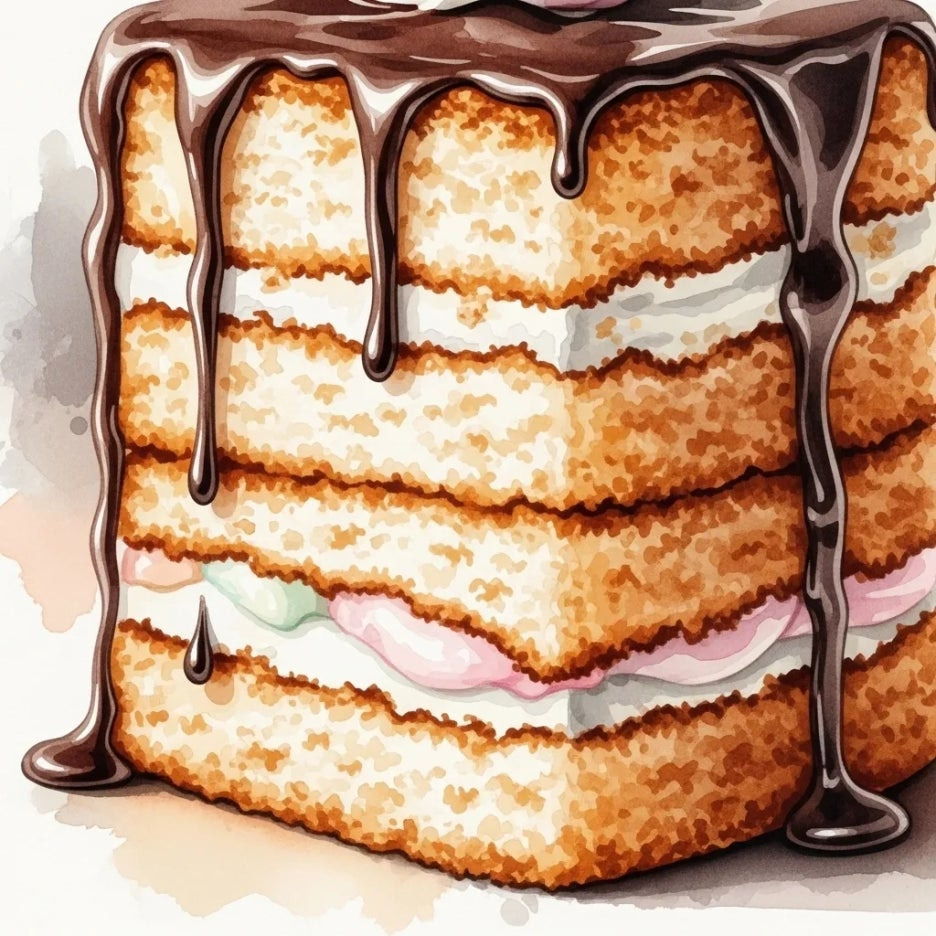 쫀득한 초콜릿 시럽이 흐르는 두쫀팝 케이크