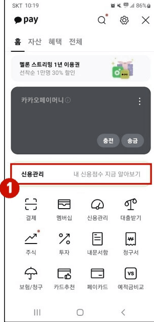 카카오톡으로 내 신용등급 조회하기