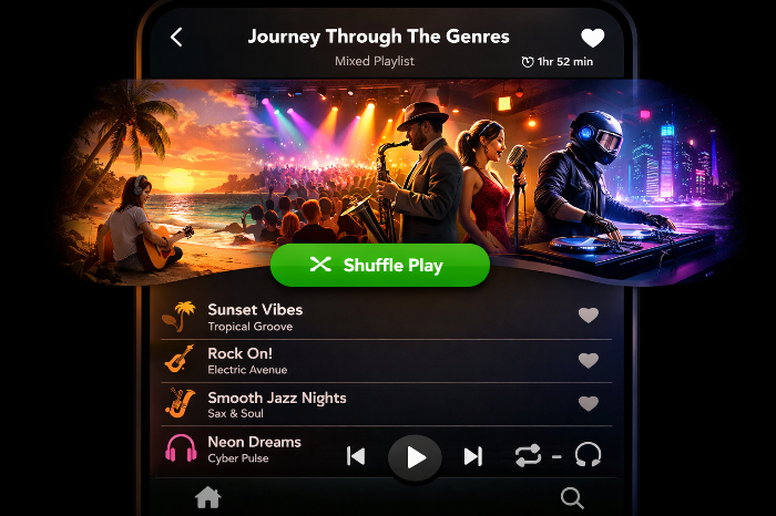 장르 구분 없이 구성된 플레이리스트 이미지