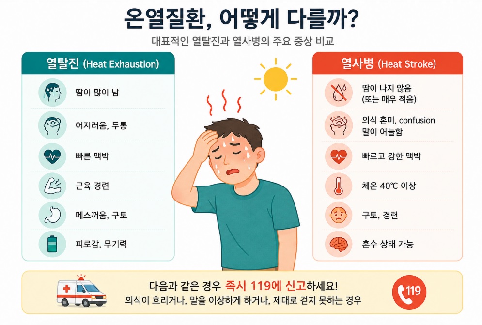 두통과 어지럼증, 근육경련, 의식 저하 등 온열질환의 주요 증상