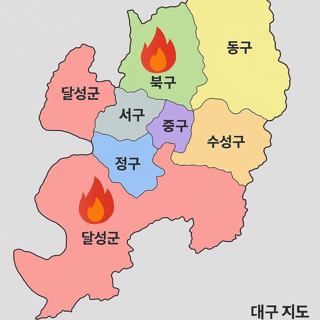 대구 산불 지도 실시간 확산 상황
