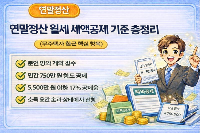 연말정산 월세 세액공제 기준 총정리(무주택자 환급 핵심 항목)