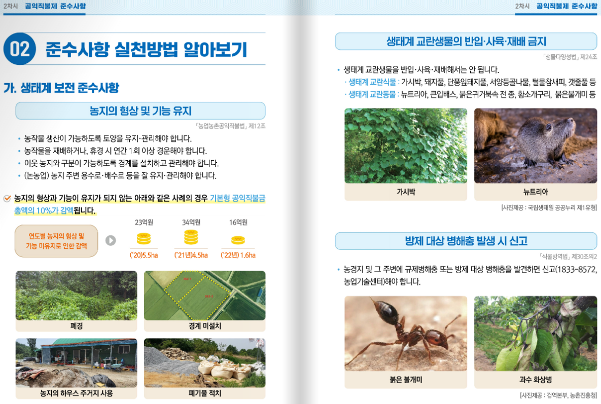 공익직불금 신청 기간과 지급 시기 요약표 이미지