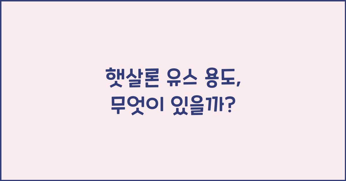 햇살론 유스 용도