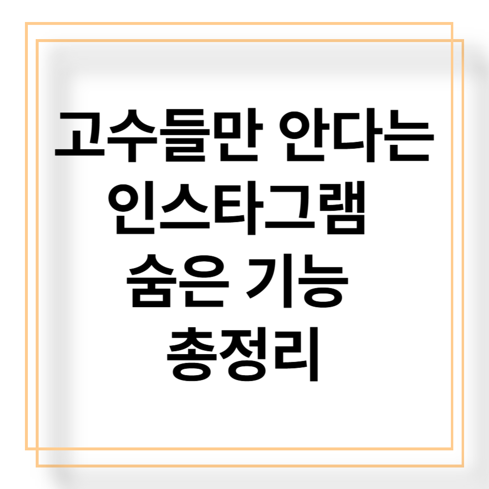 고수들만 안다는 인스타그램 숨은 기능 총정리