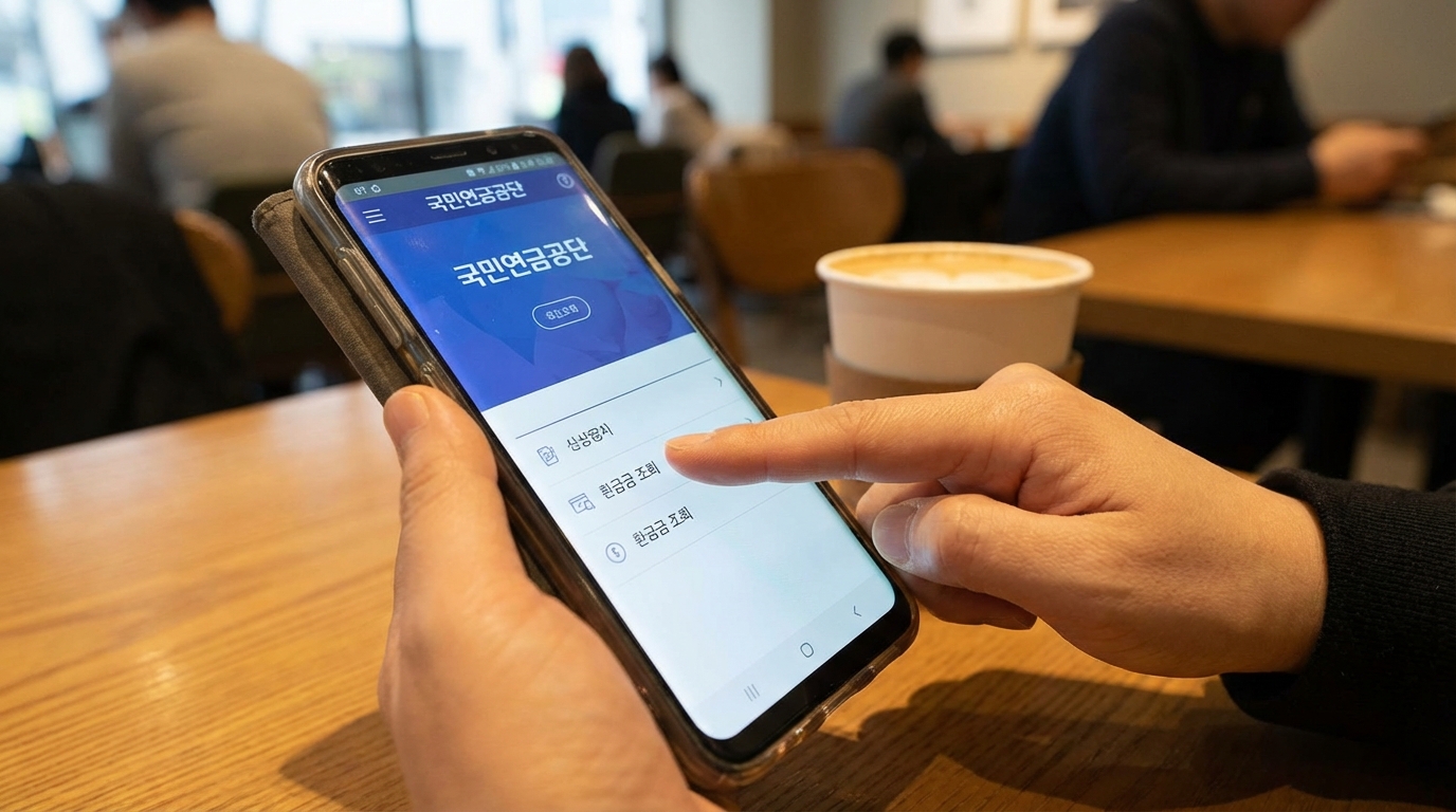 모바일 앱 국민연금 환급금 조회 화면