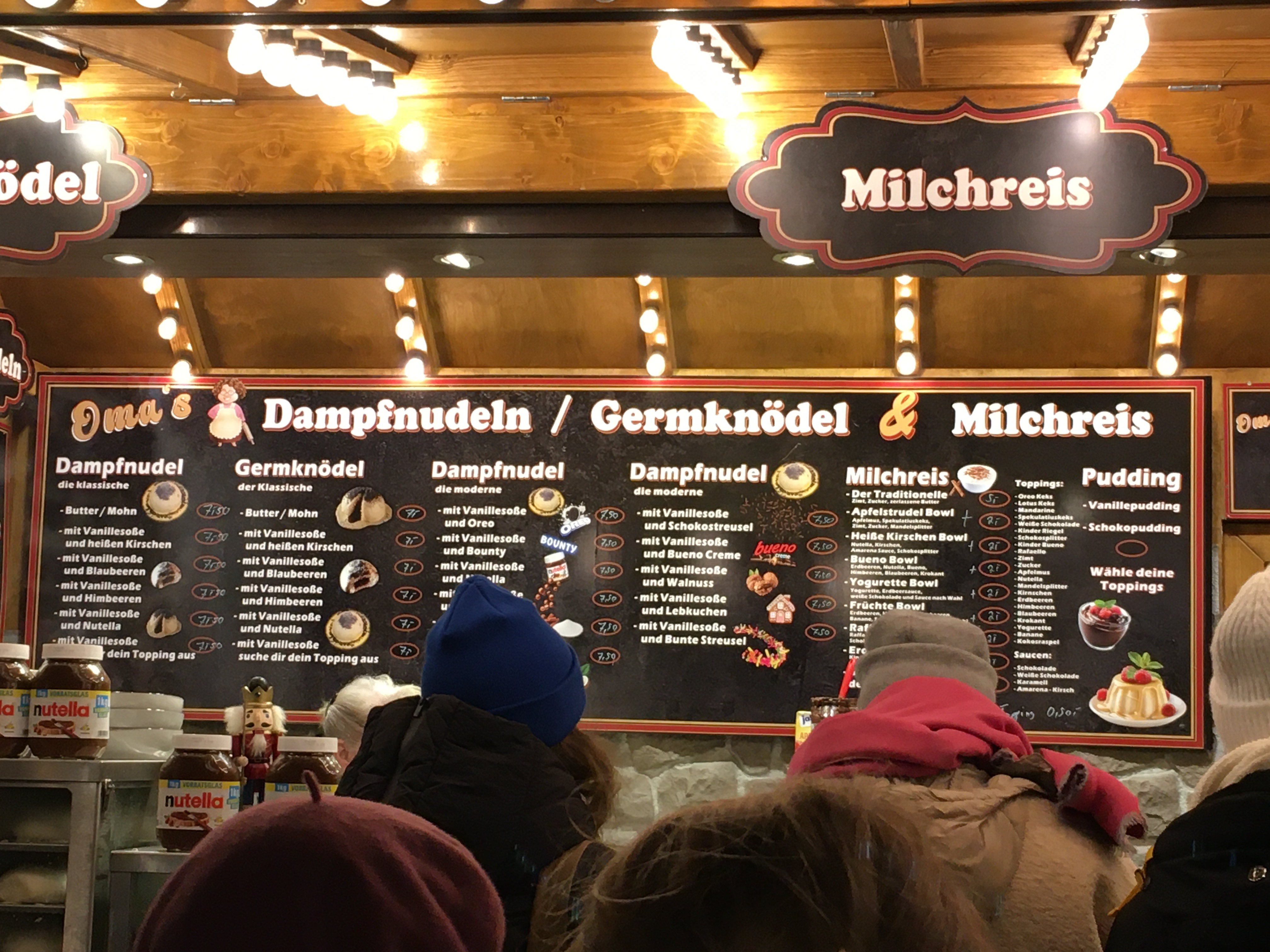 독일 크리스마스마켓 담프누델 매뉴판