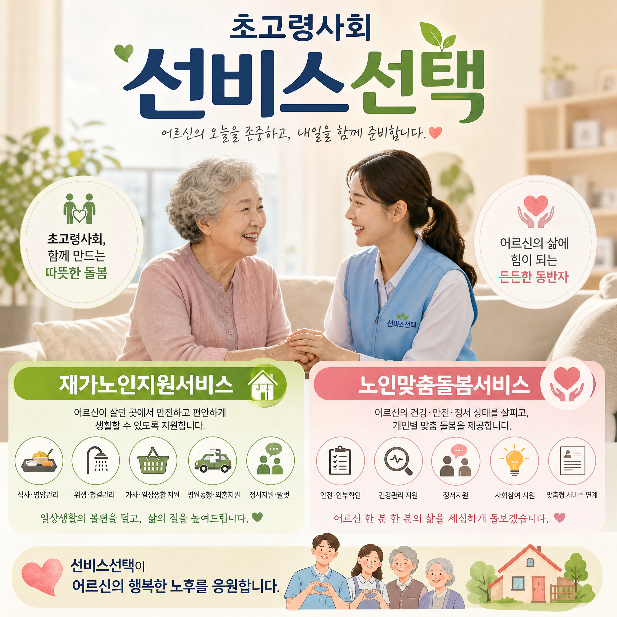 초고령사회 진입! 노인맞춤돌봄서비스 vs 재가노인지원서비스 차이점 완벽 정리
