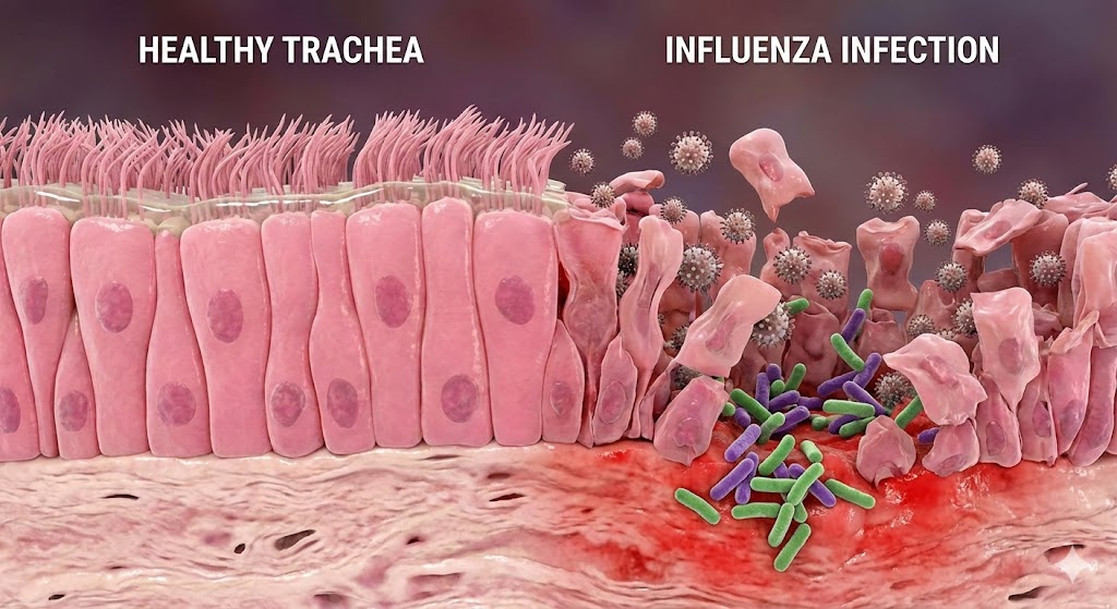 파괴되는 기관지 점막 세포