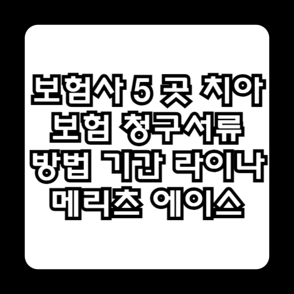 치아보험 청구서류 방법 5곳