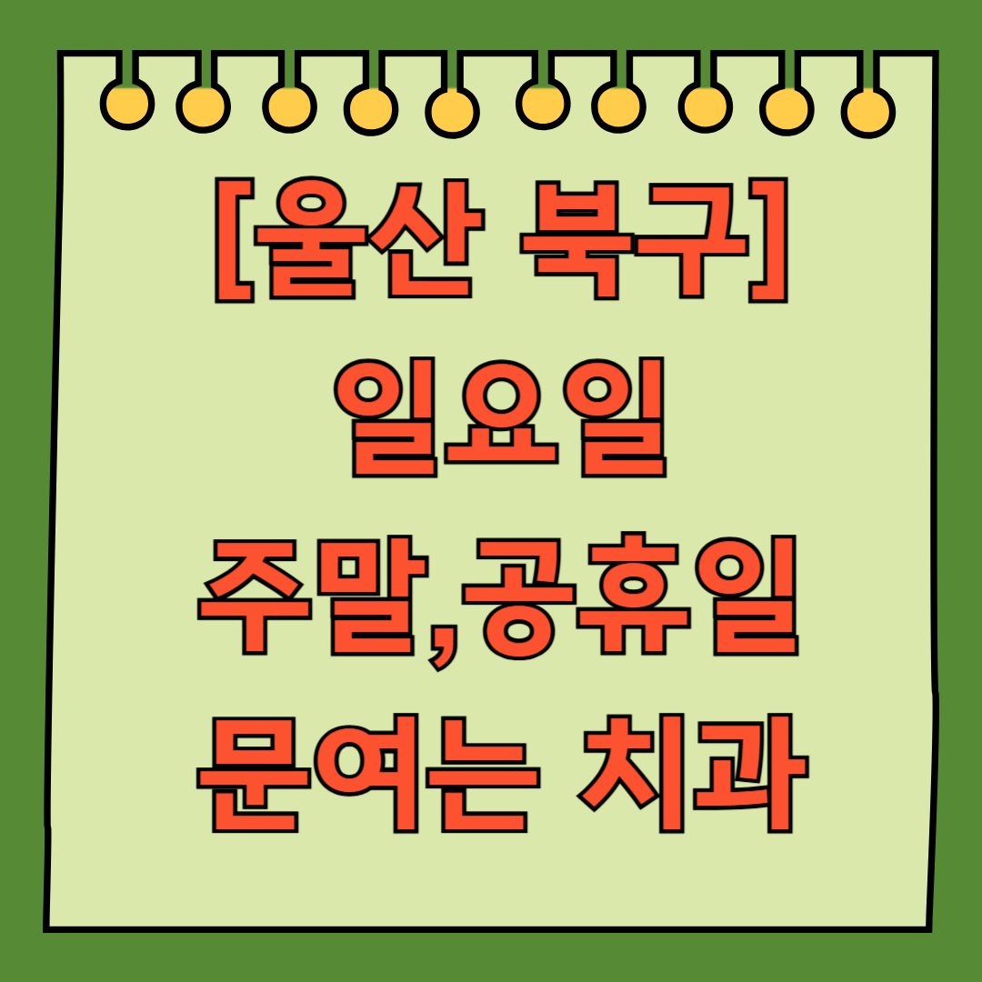 울산 북구 송정동 매곡동 일요일 문 여는 치과 리스트 ❘ 주말 공휴일 야간진료 어린이 치과