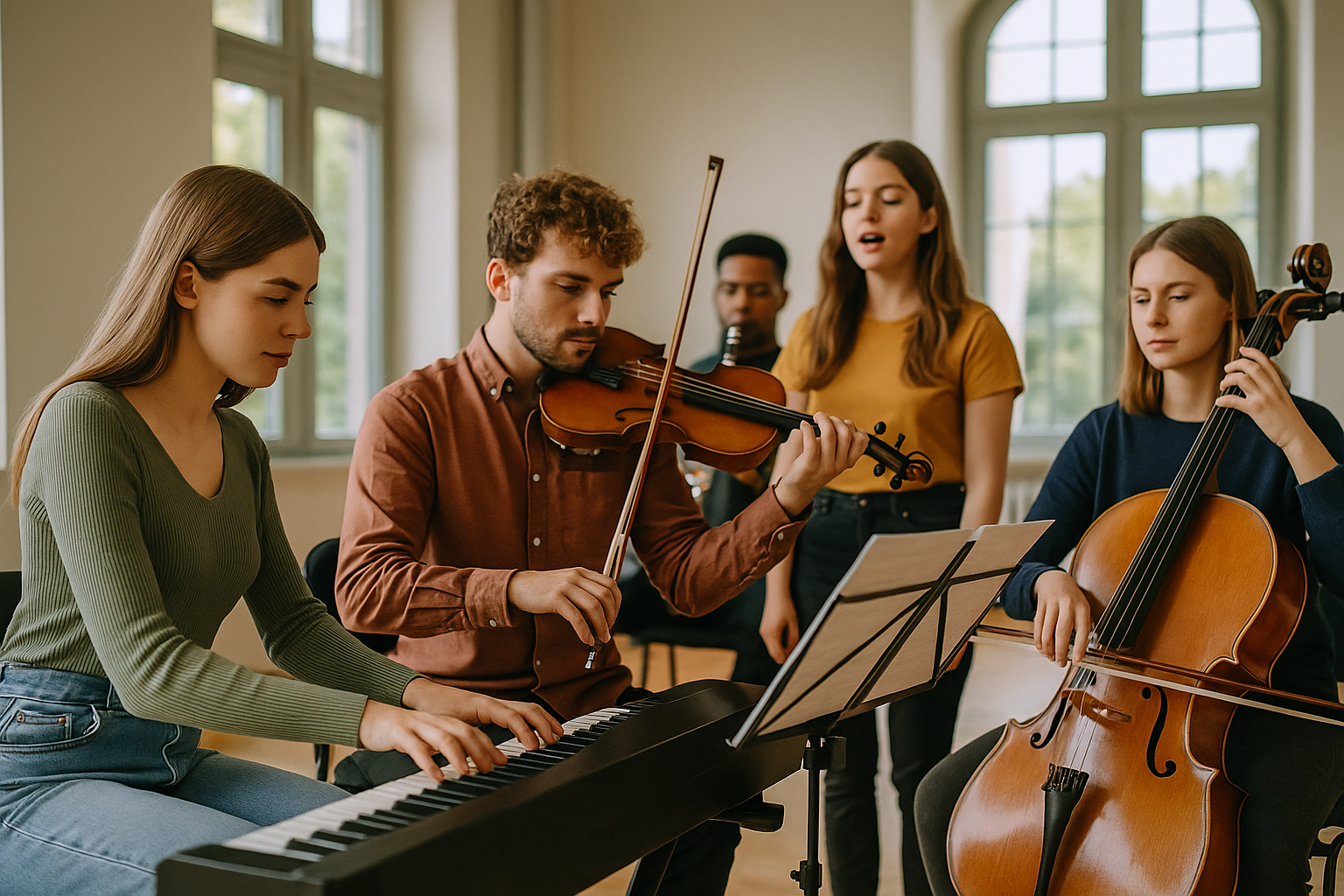 음악유학에서 학생들이 연주