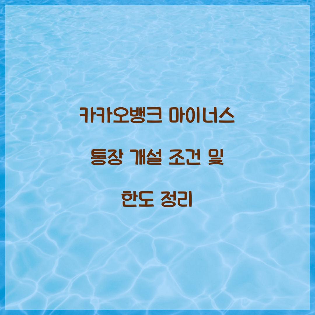 카카오뱅크 마이너스 통장