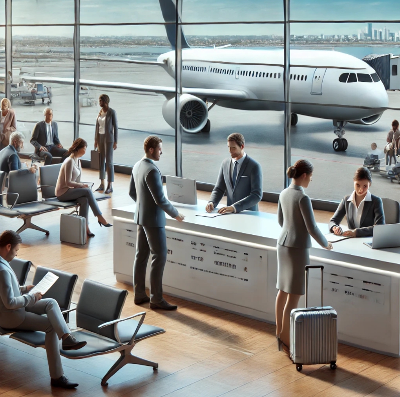 비행기 항공사 실내의 모습