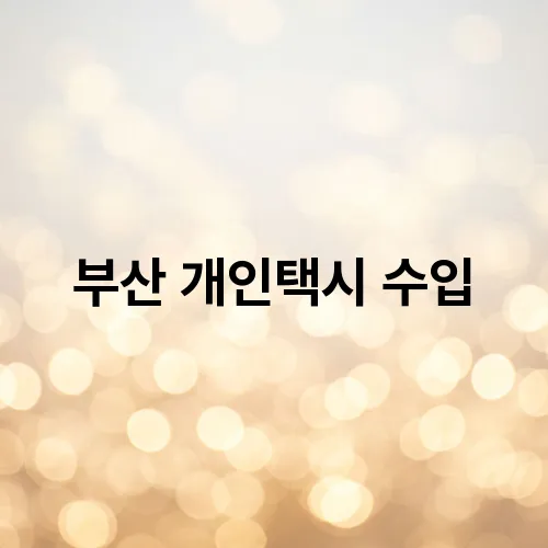 부산 개인택시 수입