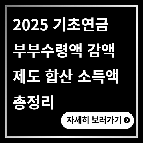 기초연금 부부수령액 감액 제도 합산 소득액 총정리 2025