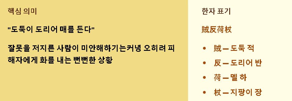 적반하장의 뜻 유래 풀이