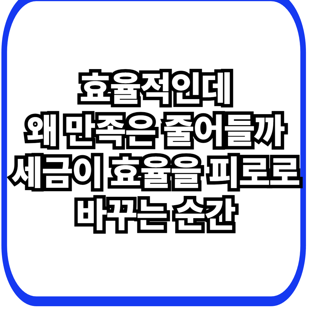 세금과 효율의 착각: 효율을 따질수록 왜 만족은 줄어드는가