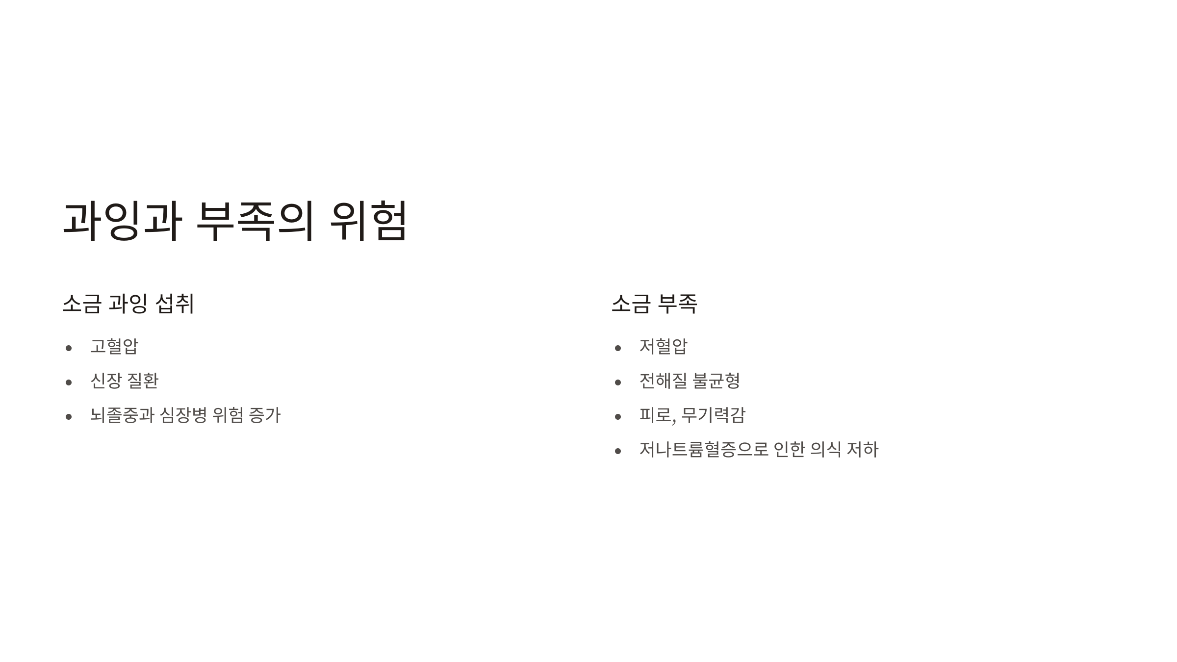 적당한 양의 소금은 건강에 해롭지 않다?