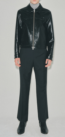 Calf Leather Western Jacket (100% Calfskin From Italy)_ Black