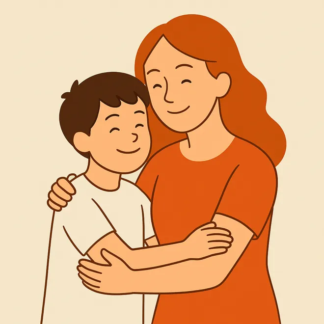 행복한 편부모 가정(엄마와 아들)