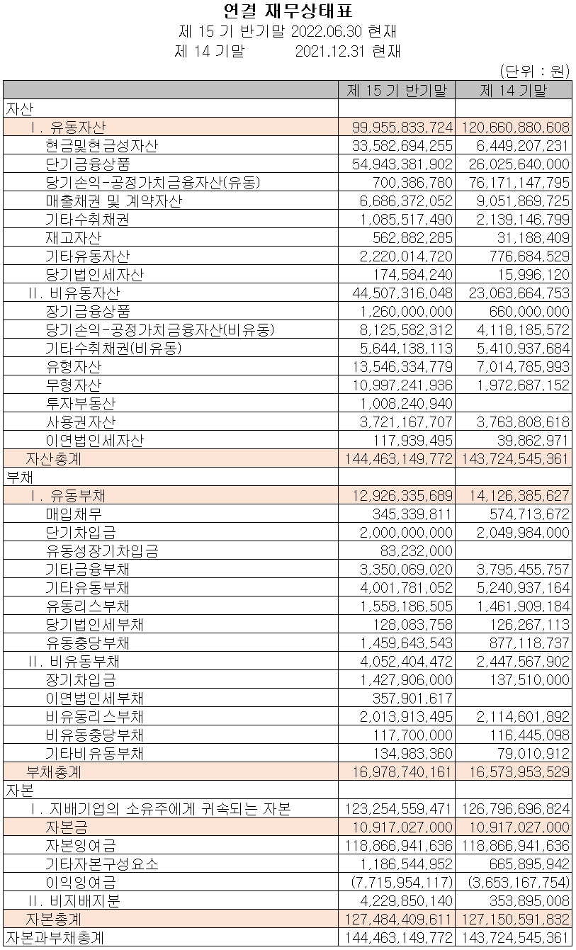자이언트스텝 - 재무상태표