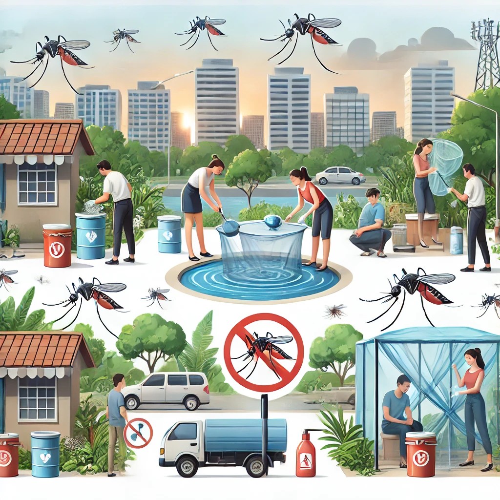 모기를 없애기위해 여러가지 활동을 하는 사진