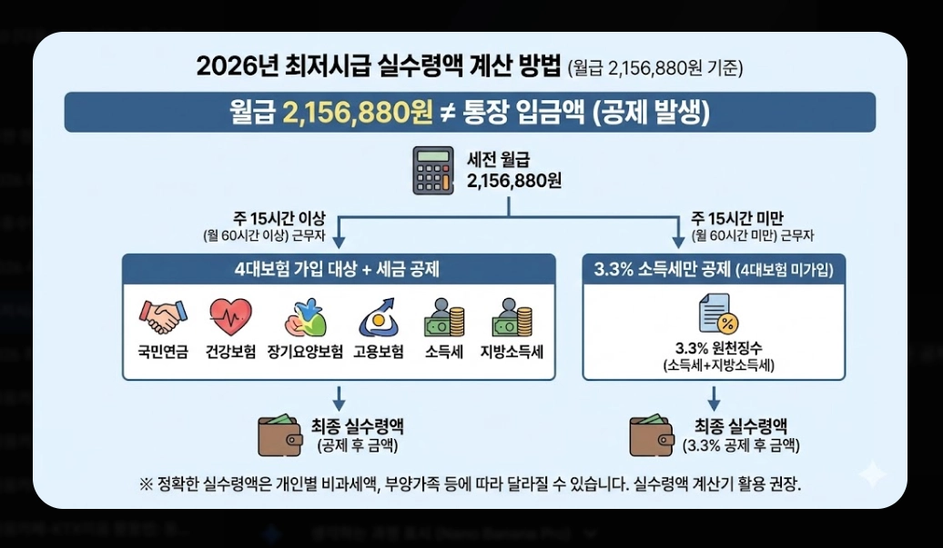2026년 최저시급 실수령액 계산기 완벽 가이드