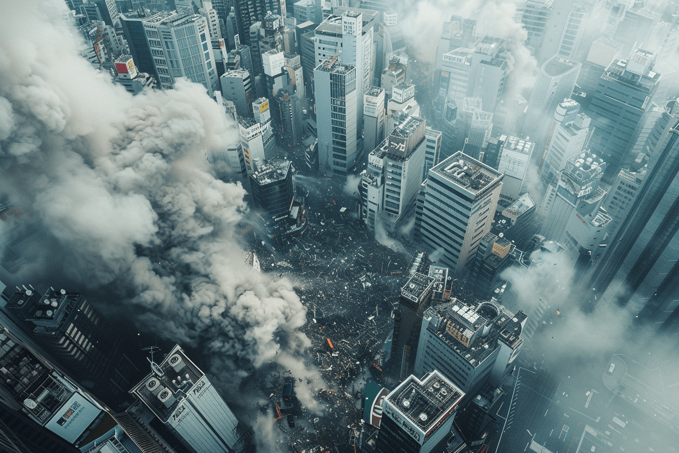 자연재해로-인해-불타고-있는-도심-이미지