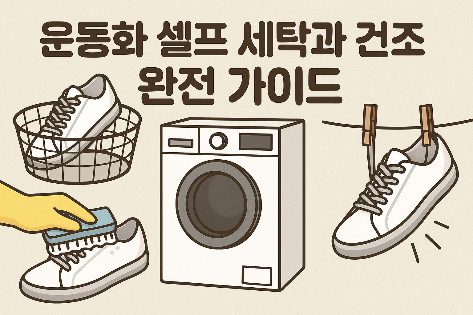 운동화 세탁과 건조 사진